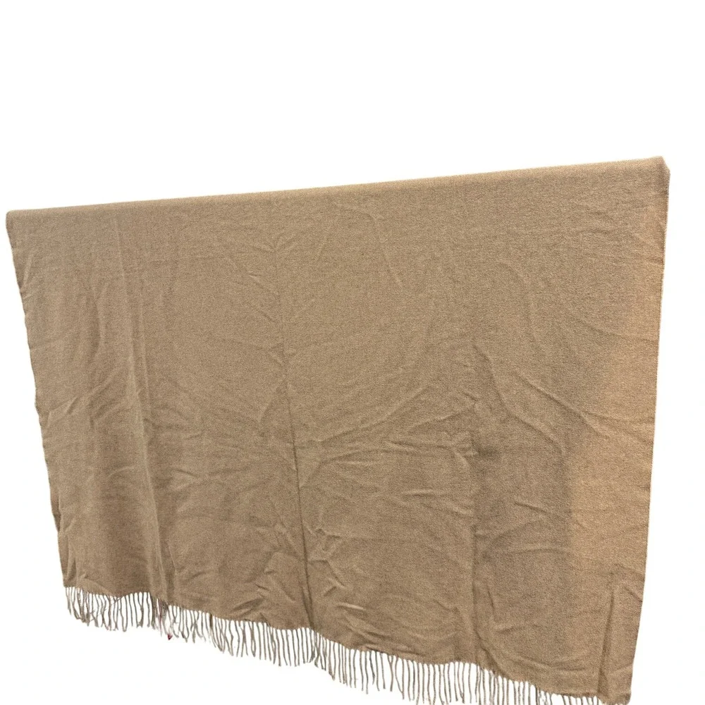 Williams Sonoma Throw Blanket Womens OS Fringe Camel Cashmere Classic